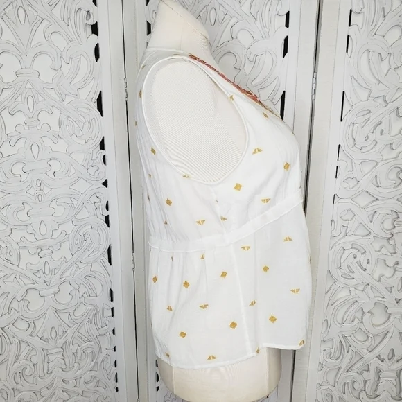 Lucky Brand Women's Embroidered Sleeveless Romantic Top L - Picture 5 of 9